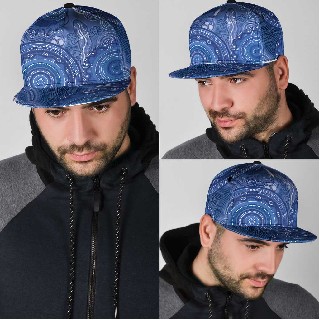 Australia Autism Awareness Snapback Cap Aboriginal Lizard Dot Painting - Aussie Hoodie