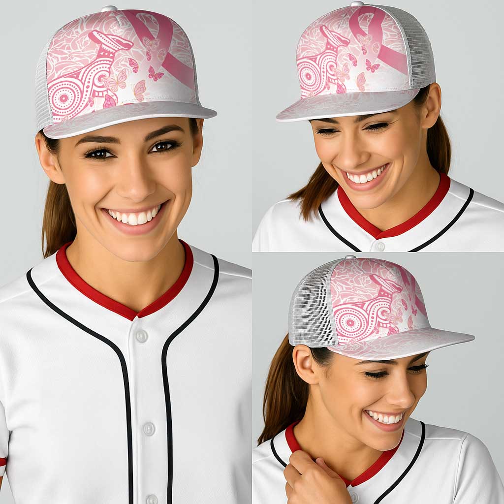 Australia Baseball Net Cap Breast Cancer Pink Ribbon - Marble Roses - Aussie Hoodie