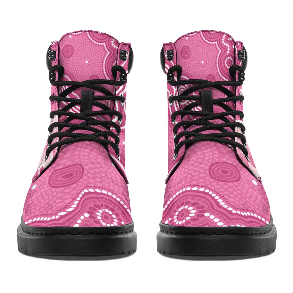Australia Breast Cancer Awareness All Season Boots Pink Cockatoo Ribbon Aboriginal Art - Aussie Hoodie