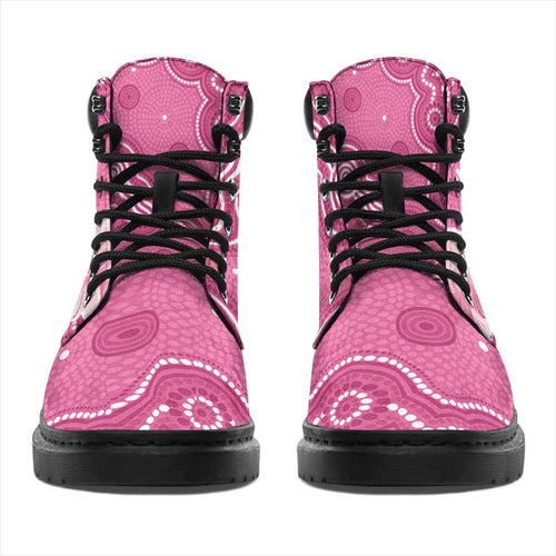 Australia Breast Cancer Awareness All Season Boots Pink Cockatoo Ribbon Aboriginal Art - Aussie Hoodie