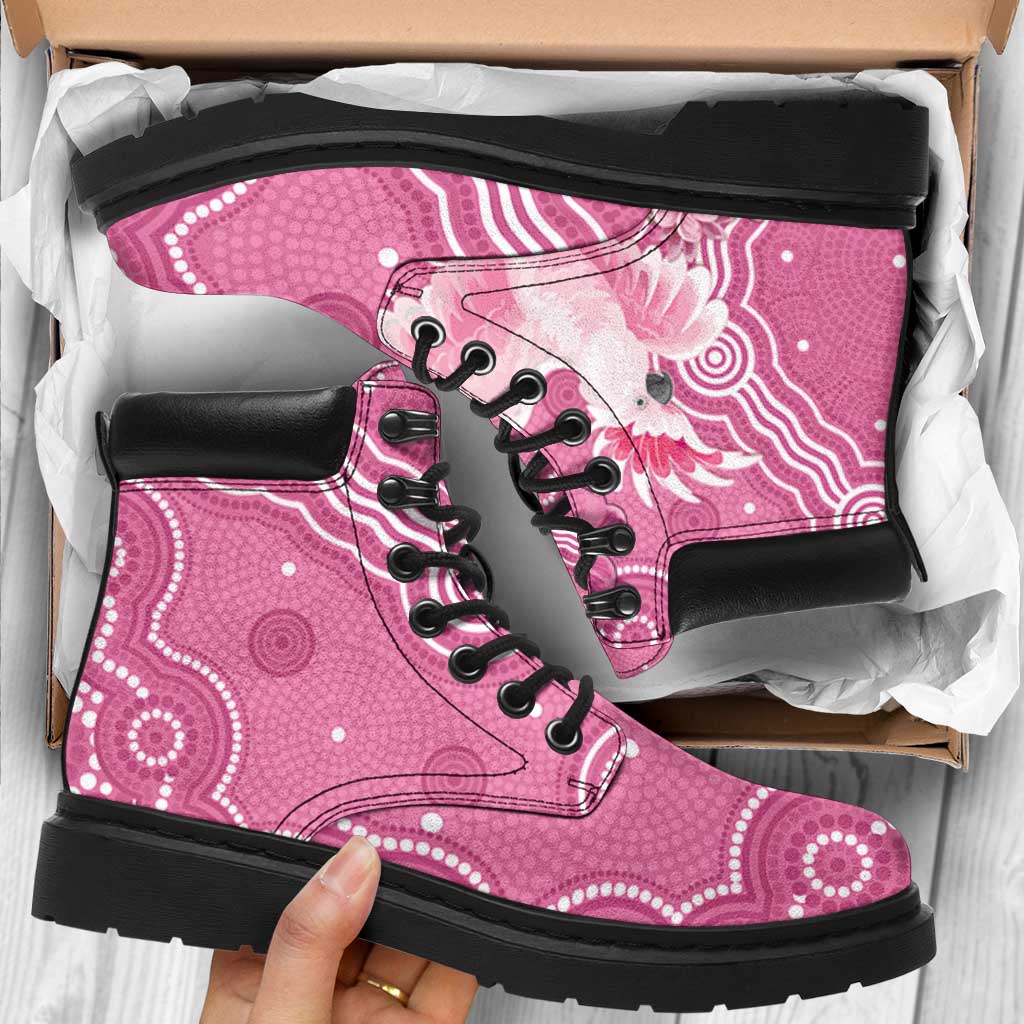 Australia Breast Cancer Awareness All Season Boots Pink Cockatoo Ribbon Aboriginal Art - Aussie Hoodie
