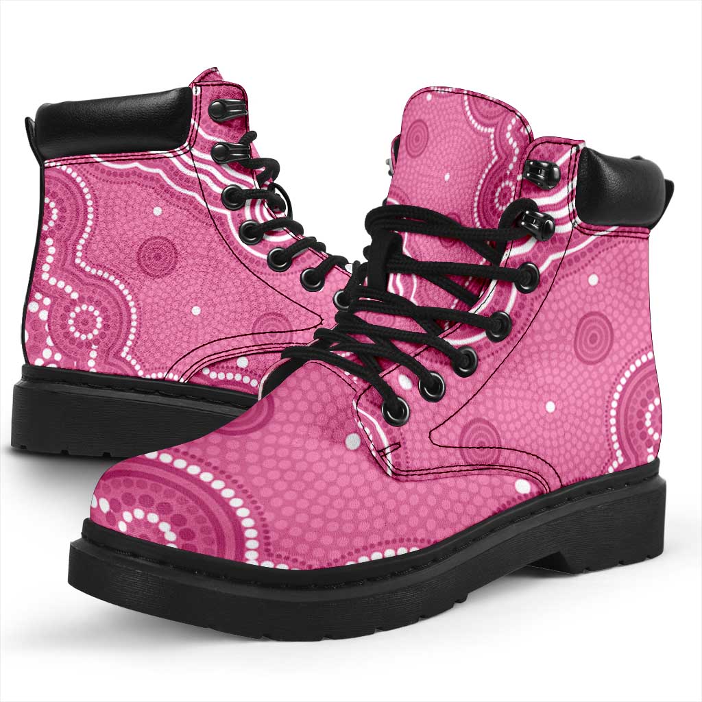 Australia Breast Cancer Awareness All Season Boots Pink Cockatoo Ribbon Aboriginal Art - Aussie Hoodie