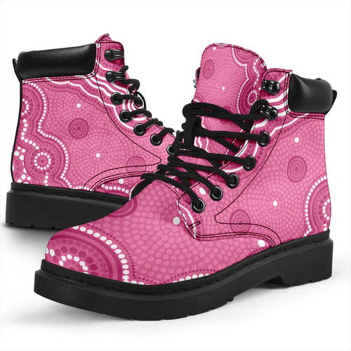 Australia Breast Cancer Awareness All Season Boots Pink Cockatoo Ribbon Aboriginal Art - Aussie Hoodie