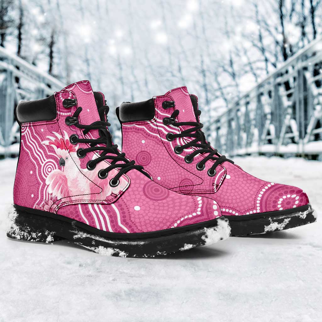 Australia Breast Cancer Awareness All Season Boots Pink Cockatoo Ribbon Aboriginal Art - Aussie Hoodie
