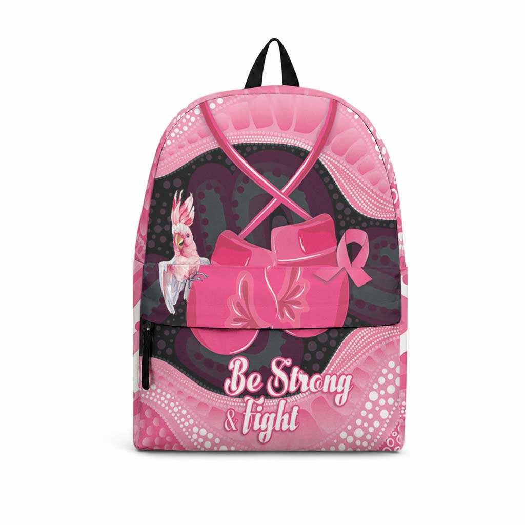 Australia Breast Cancer Awareness Backpack Pink Cockatoo Fight Boxing Gloves Aboriginal Art