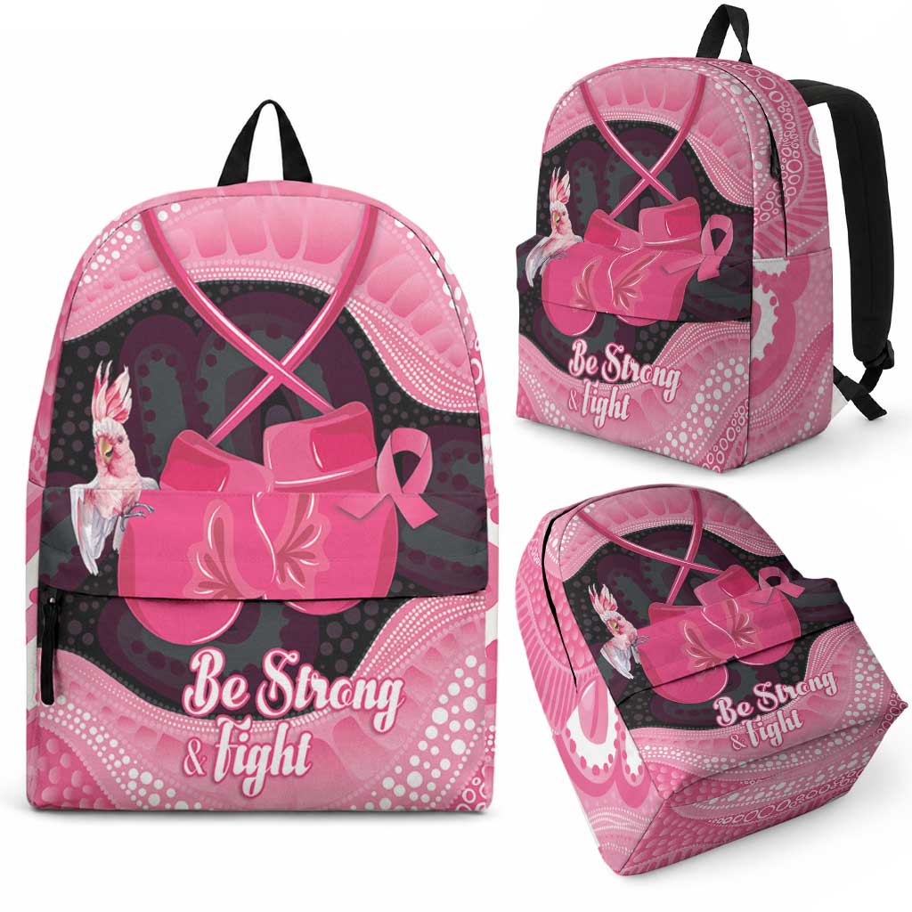 Australia Breast Cancer Awareness Backpack Pink Cockatoo Fight Boxing Gloves Aboriginal Art