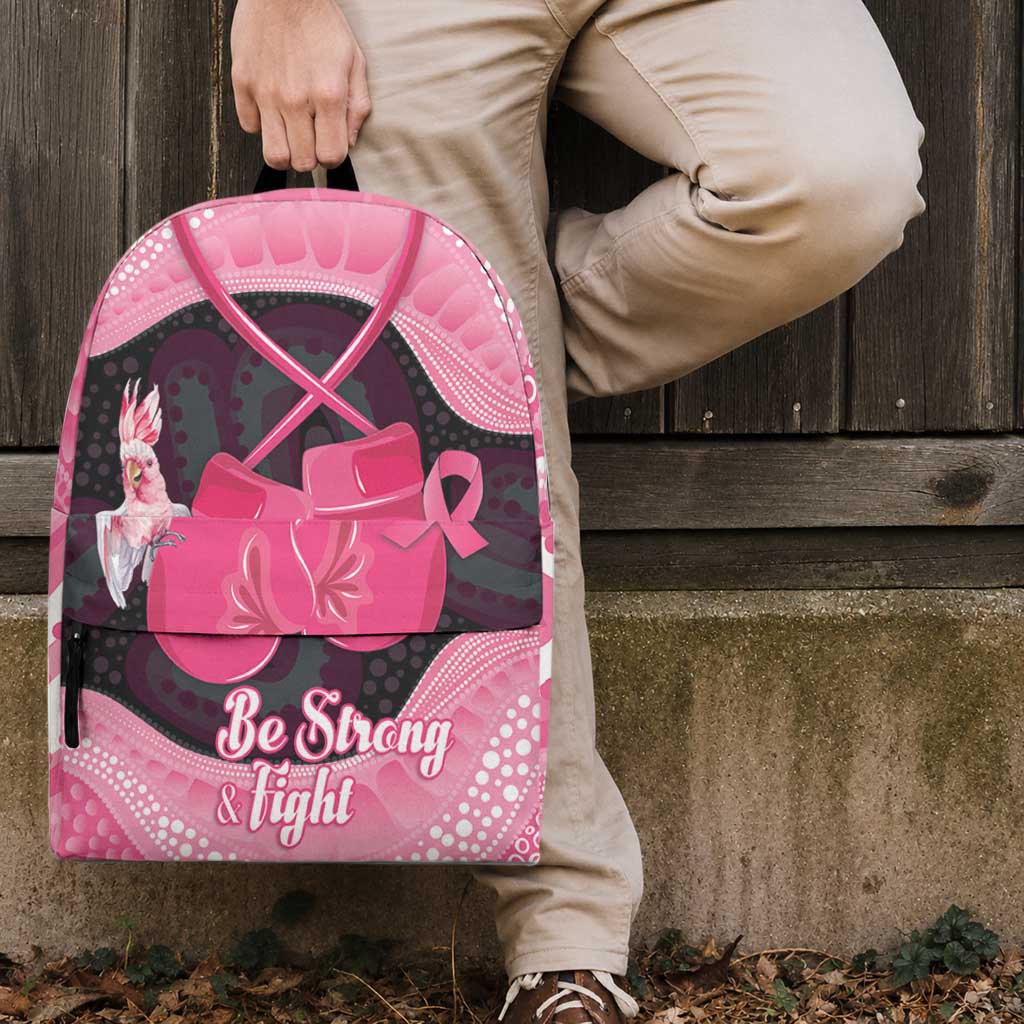 Australia Breast Cancer Awareness Backpack Pink Cockatoo Fight Boxing Gloves Aboriginal Art