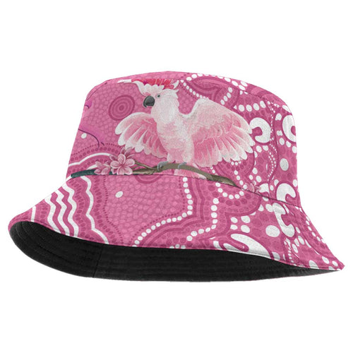 Australia Breast Cancer Awareness Bucket Hat Pink Cockatoo Ribbon Aboriginal Art - Aussie Hoodie
