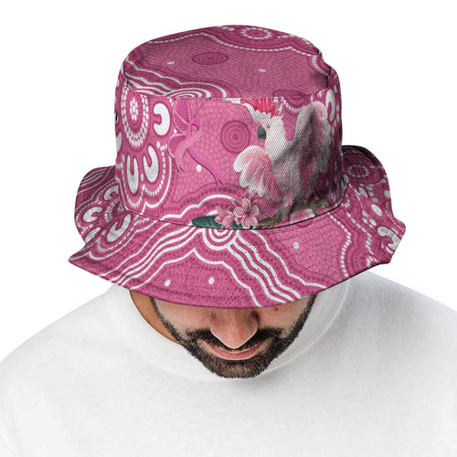 Australia Breast Cancer Awareness Bucket Hat Pink Cockatoo Ribbon Aboriginal Art - Aussie Hoodie