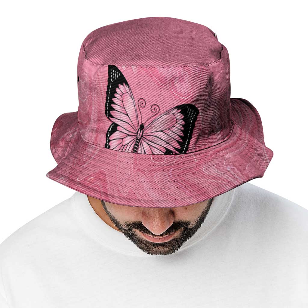 Australia Breast Cancer Awareness Bucket Hat Pink Ribbon Butterfly Opal Pattern - Aussie Hoodie