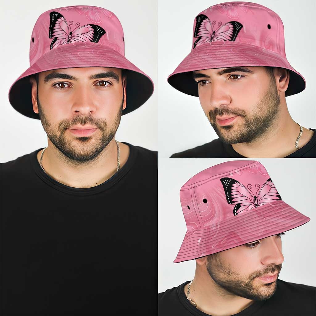 Australia Breast Cancer Awareness Bucket Hat Pink Ribbon Butterfly Opal Pattern - Aussie Hoodie