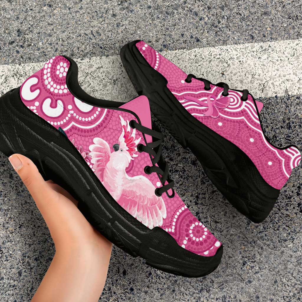 Australia Breast Cancer Awareness Chunky Sneakers Pink Cockatoo Ribbon Aboriginal Art - Aussie Hoodie