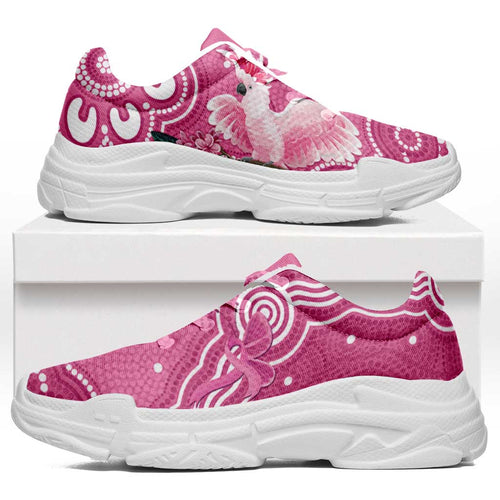 Australia Breast Cancer Awareness Chunky Sneakers Pink Cockatoo Ribbon Aboriginal Art - Aussie Hoodie