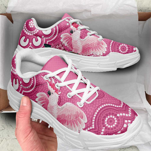 Australia Breast Cancer Awareness Chunky Sneakers Pink Cockatoo Ribbon Aboriginal Art - Aussie Hoodie