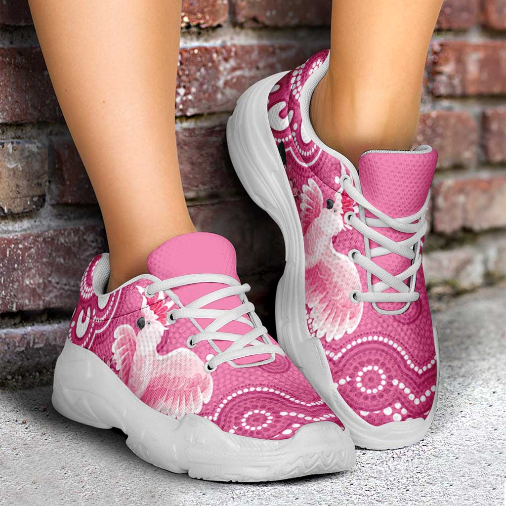 Australia Breast Cancer Awareness Chunky Sneakers Pink Cockatoo Ribbon Aboriginal Art - Aussie Hoodie