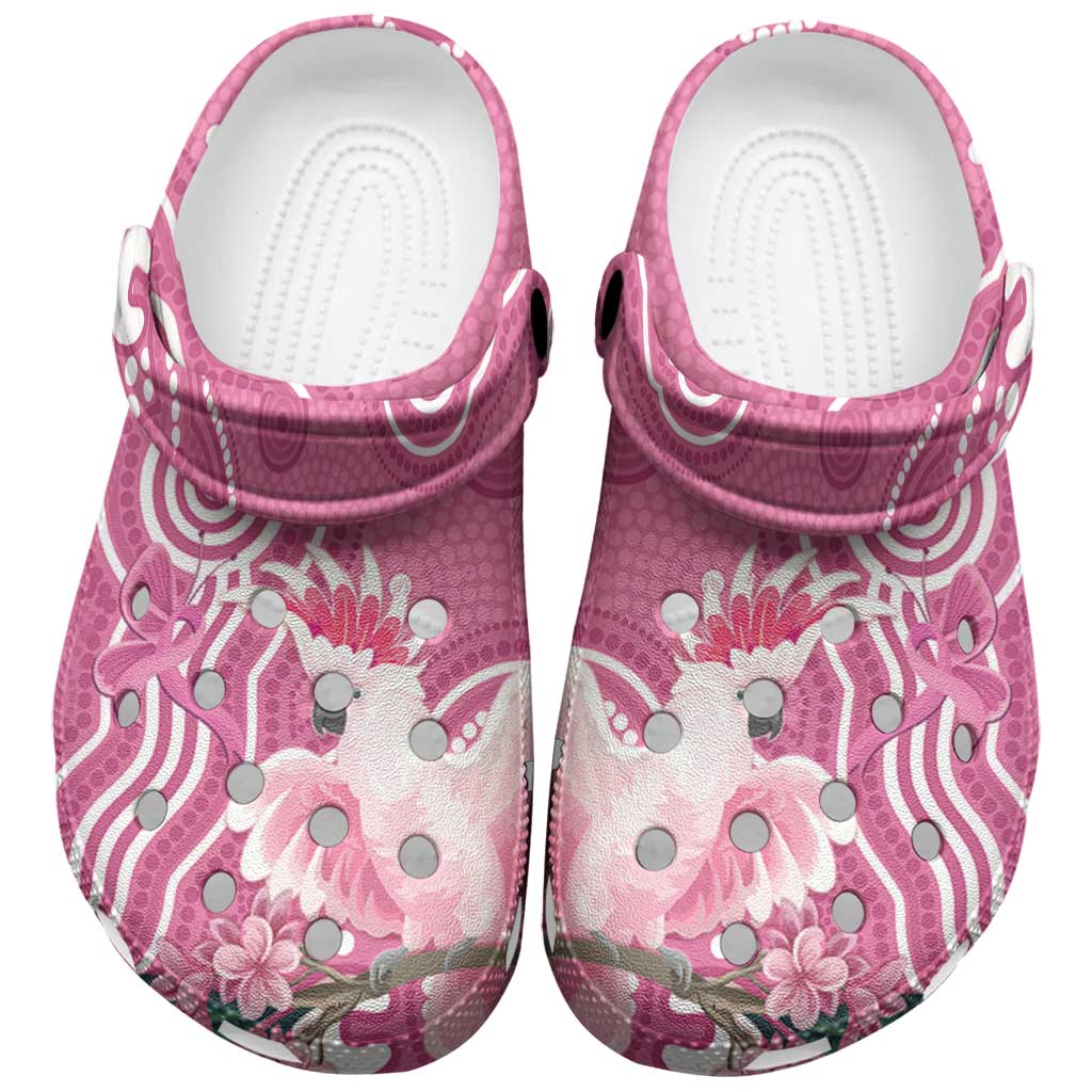 Australia Breast Cancer Awareness Clogs Shoes Pink Cockatoo Ribbon Aboriginal Art - Aussie Hoodie