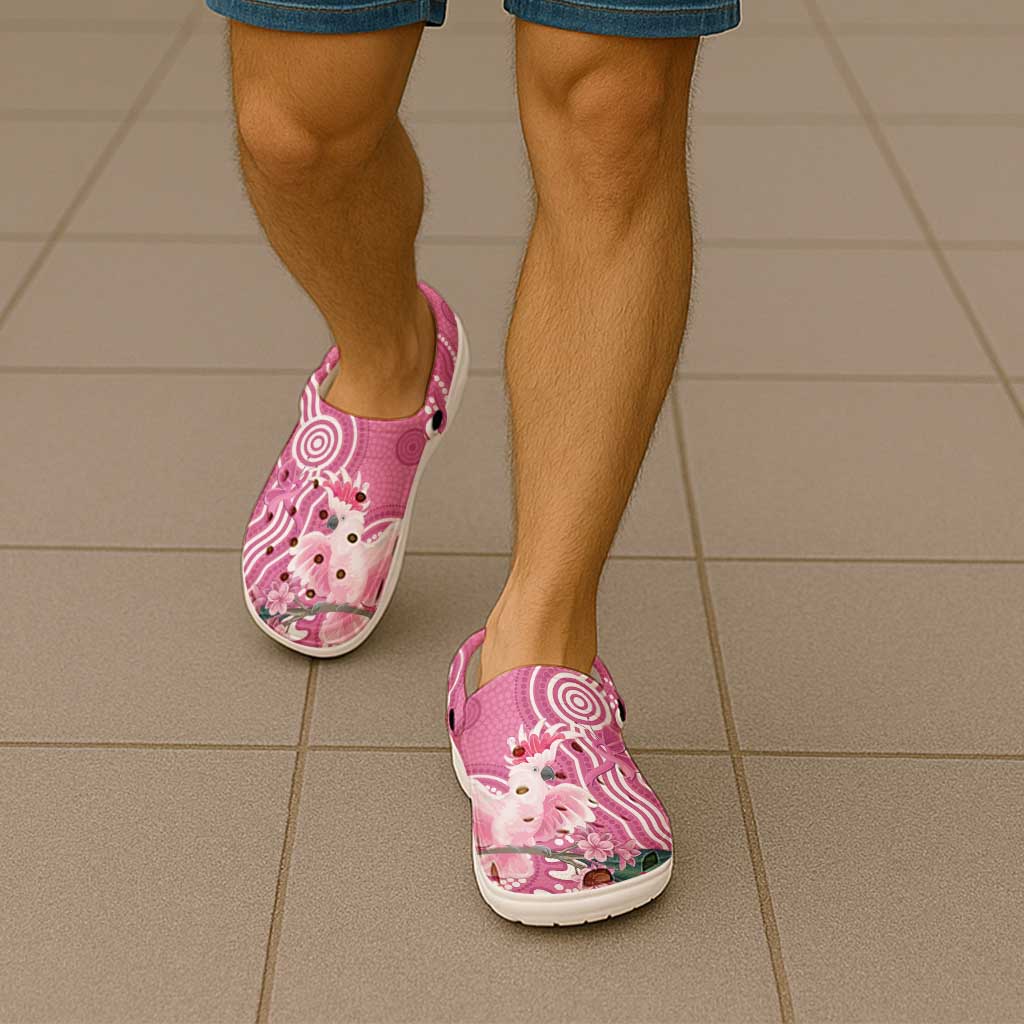 Australia Breast Cancer Awareness Clogs Shoes Pink Cockatoo Ribbon Aboriginal Art - Aussie Hoodie