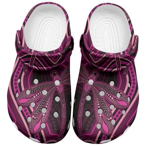Australia Breast Cancer Awareness Clogs Shoes Pink Dragonflies Aboriginal Art - Aussie Hoodie
