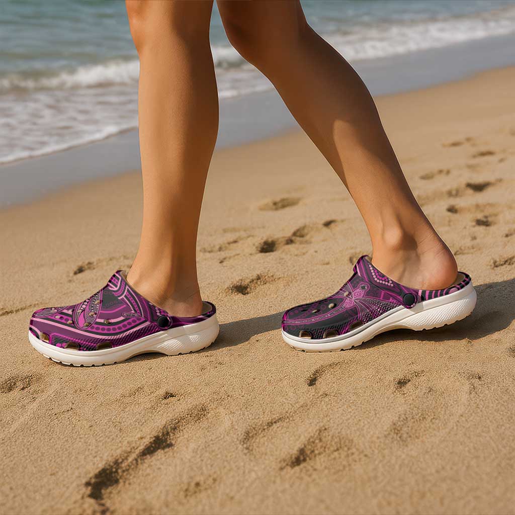 Australia Breast Cancer Awareness Clogs Shoes Pink Dragonflies Aboriginal Art - Aussie Hoodie