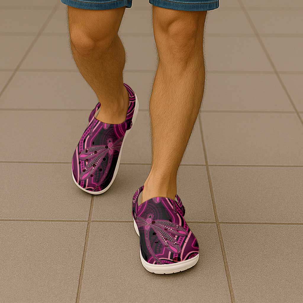 Australia Breast Cancer Awareness Clogs Shoes Pink Dragonflies Aboriginal Art - Aussie Hoodie