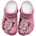 Australia Breast Cancer Awareness Clogs Shoes Pink Ribbon Butterfly Opal Pattern - Aussie Hoodie
