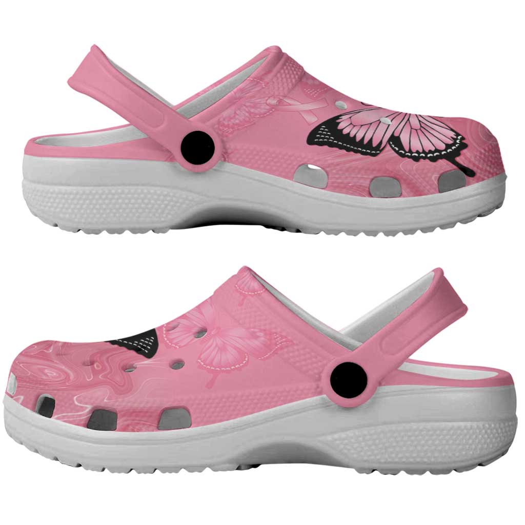 Australia Breast Cancer Awareness Clogs Shoes Pink Ribbon Butterfly Opal Pattern - Aussie Hoodie