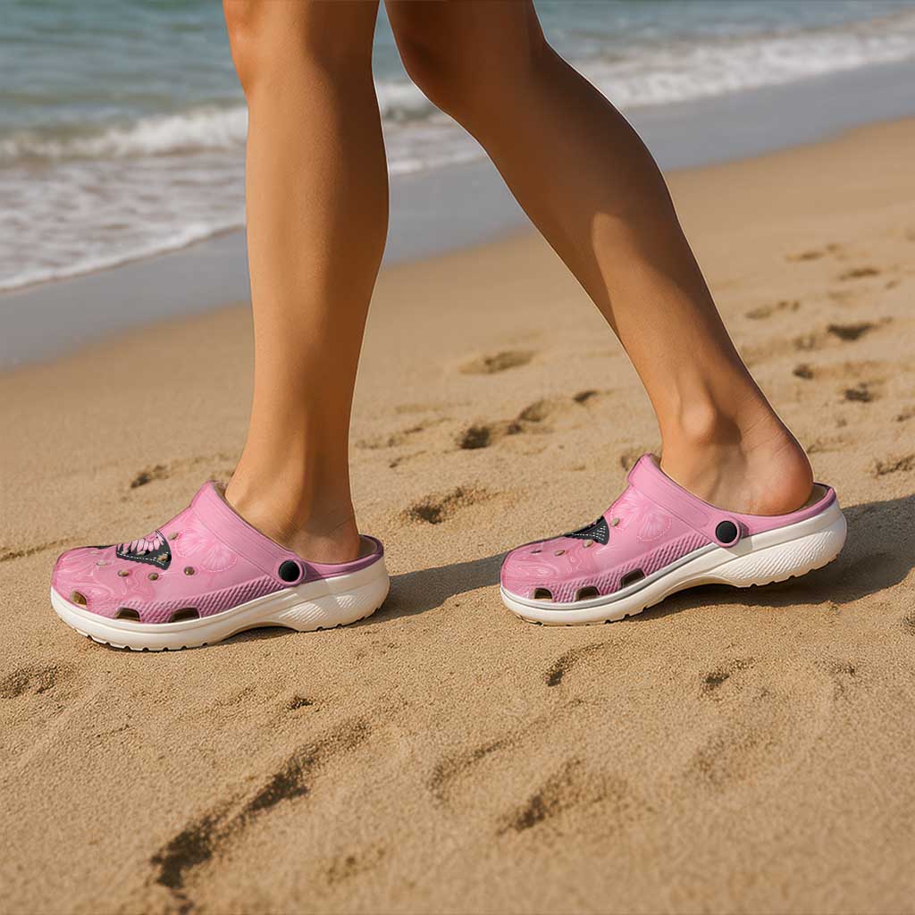 Australia Breast Cancer Awareness Clogs Shoes Pink Ribbon Butterfly Opal Pattern - Aussie Hoodie