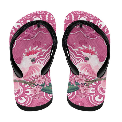 Australia Breast Cancer Awareness Flip Flops Pink Cockatoo Ribbon Aboriginal Art - Aussie Hoodie