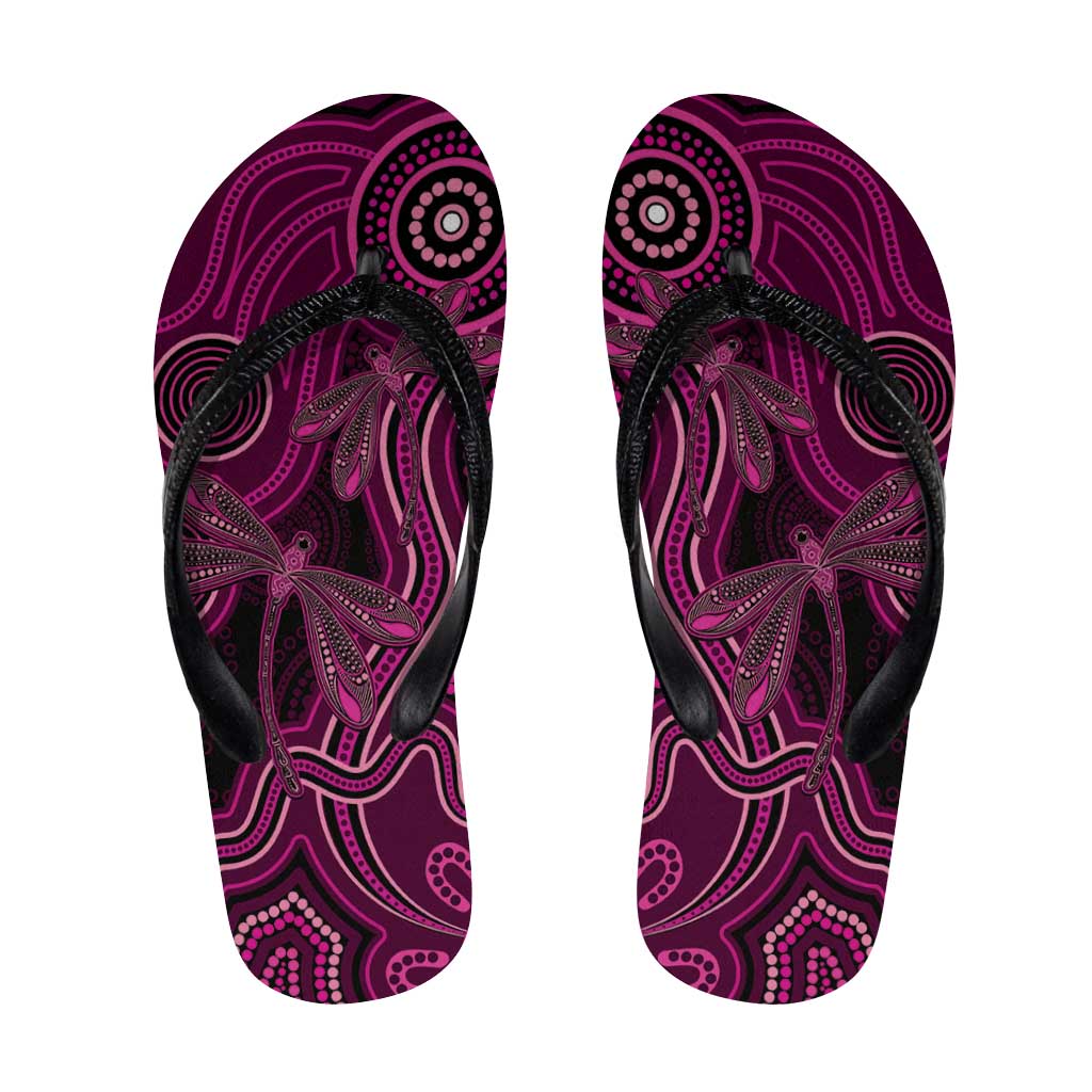Australia Breast Cancer Awareness Flip Flops Pink Dragonflies Aboriginal Art - Aussie Hoodie