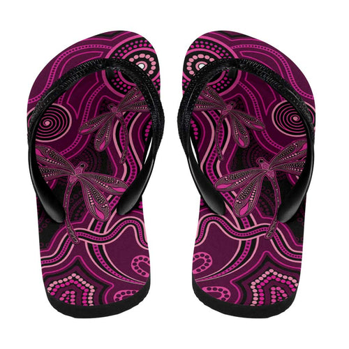 Australia Breast Cancer Awareness Flip Flops Pink Dragonflies Aboriginal Art - Aussie Hoodie