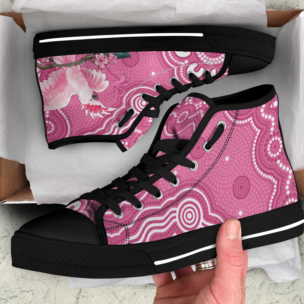 Australia Breast Cancer Awareness High Top Shoes Pink Cockatoo Ribbon Aboriginal Art - Aussie Hoodie