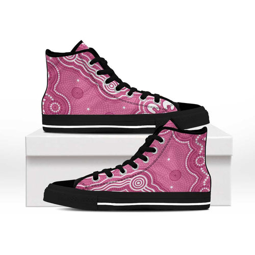 Australia Breast Cancer Awareness High Top Shoes Pink Cockatoo Ribbon Aboriginal Art - Aussie Hoodie