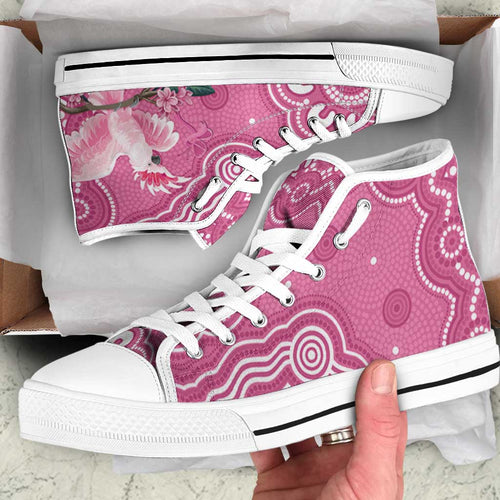 Australia Breast Cancer Awareness High Top Shoes Pink Cockatoo Ribbon Aboriginal Art - Aussie Hoodie