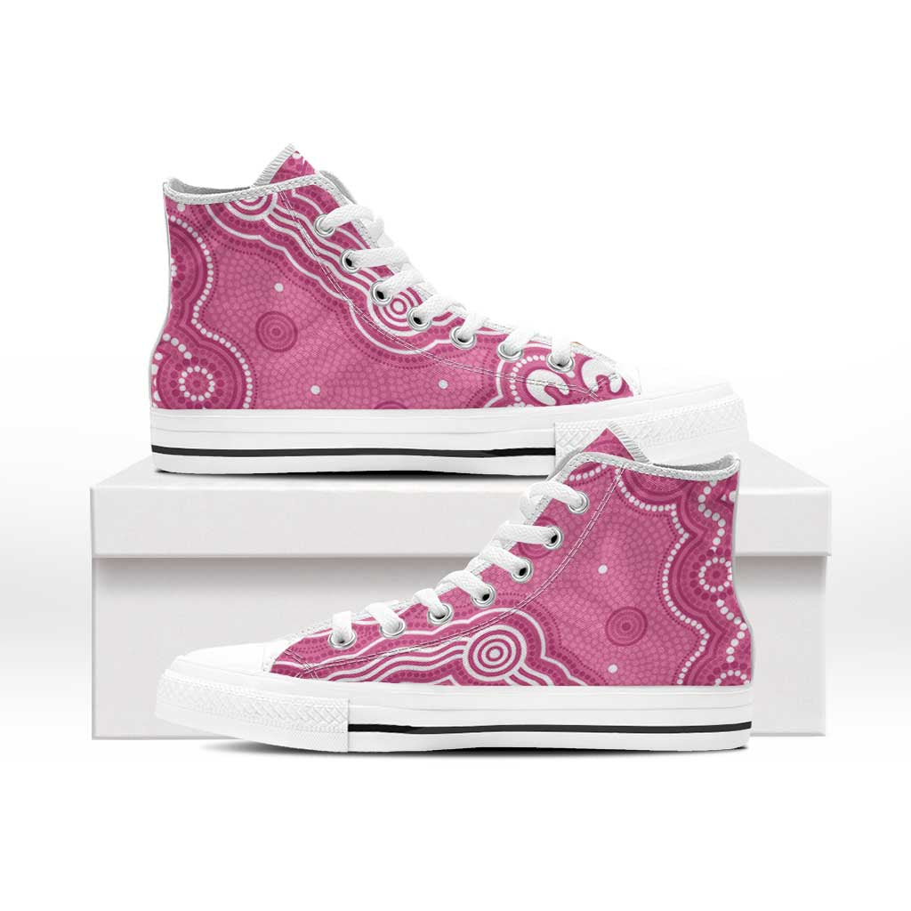 Australia Breast Cancer Awareness High Top Shoes Pink Cockatoo Ribbon Aboriginal Art - Aussie Hoodie