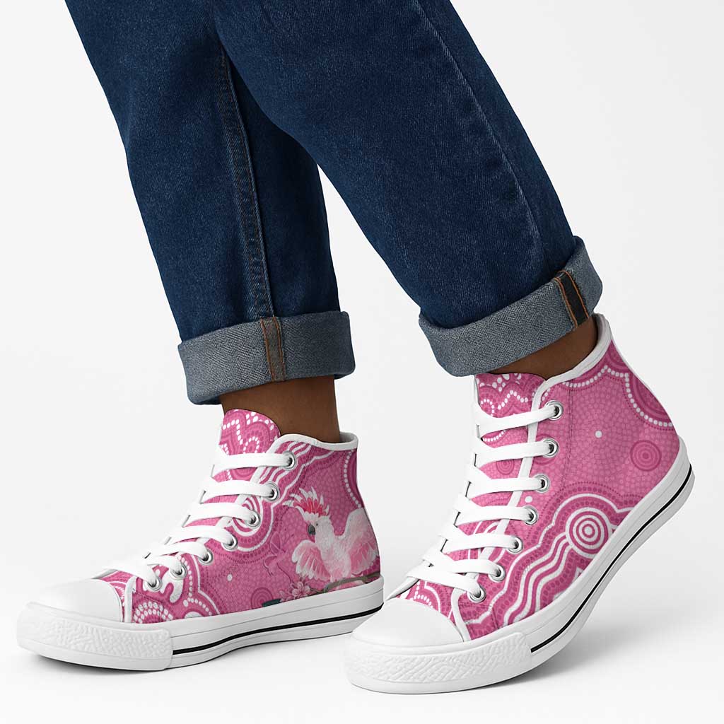 Australia Breast Cancer Awareness High Top Shoes Pink Cockatoo Ribbon Aboriginal Art - Aussie Hoodie