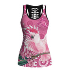 Australia Breast Cancer Awareness Hollow Tank Top Pink Cockatoo Ribbon Aboriginal Art - Aussie Hoodie