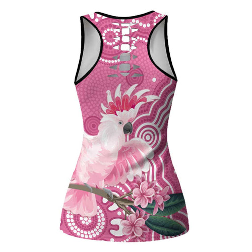 Australia Breast Cancer Awareness Hollow Tank Top Pink Cockatoo Ribbon Aboriginal Art - Aussie Hoodie