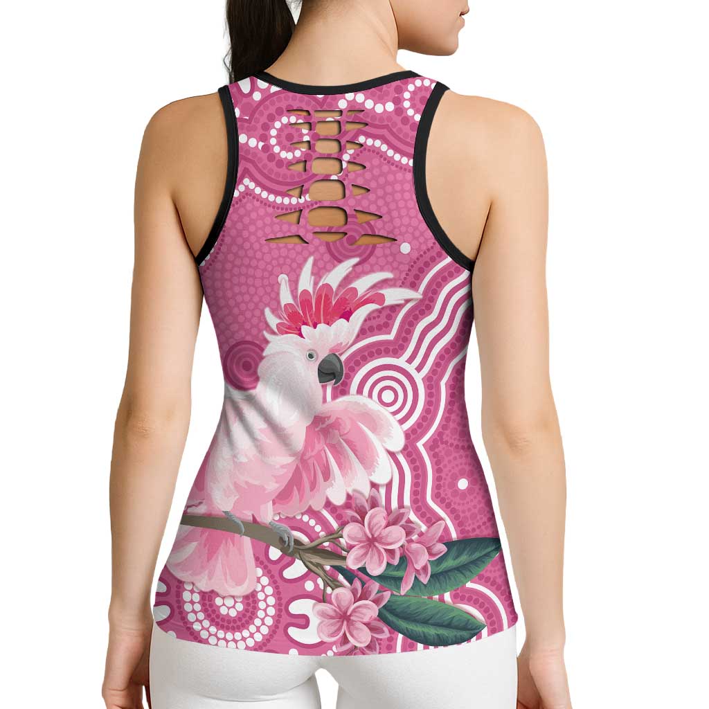 Australia Breast Cancer Awareness Hollow Tank Top Pink Cockatoo Ribbon Aboriginal Art - Aussie Hoodie