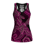 Australia Breast Cancer Awareness Hollow Tank Top Pink Dragonflies Aboriginal Art - Aussie Hoodie