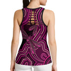 Australia Breast Cancer Awareness Hollow Tank Top Pink Dragonflies Aboriginal Art - Aussie Hoodie