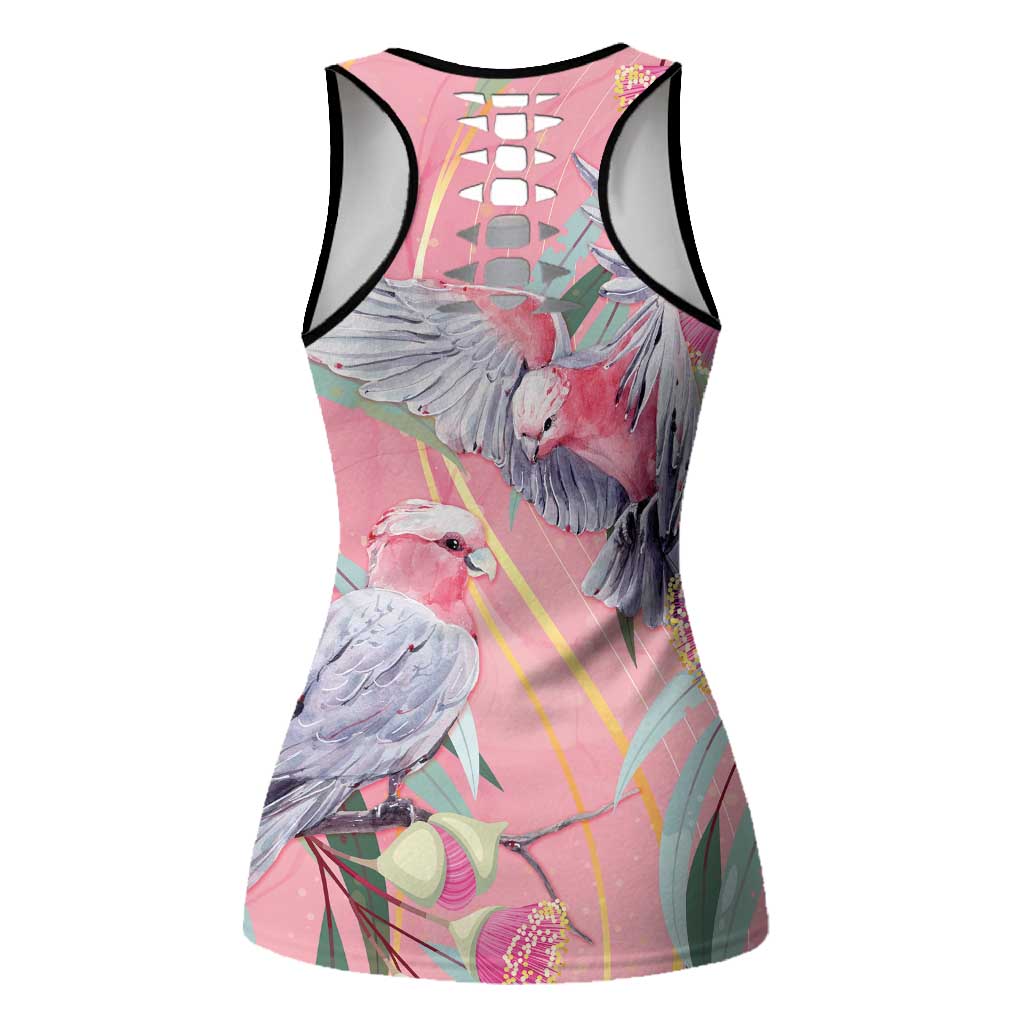 Australia Breast Cancer Awareness Hollow Tank Top Pink Galah with Eucalyptus Flowers - Aussie Hoodie