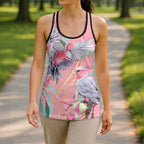 Australia Breast Cancer Awareness Hollow Tank Top Pink Galah with Eucalyptus Flowers - Aussie Hoodie