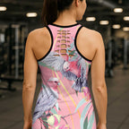 Australia Breast Cancer Awareness Hollow Tank Top Pink Galah with Eucalyptus Flowers - Aussie Hoodie
