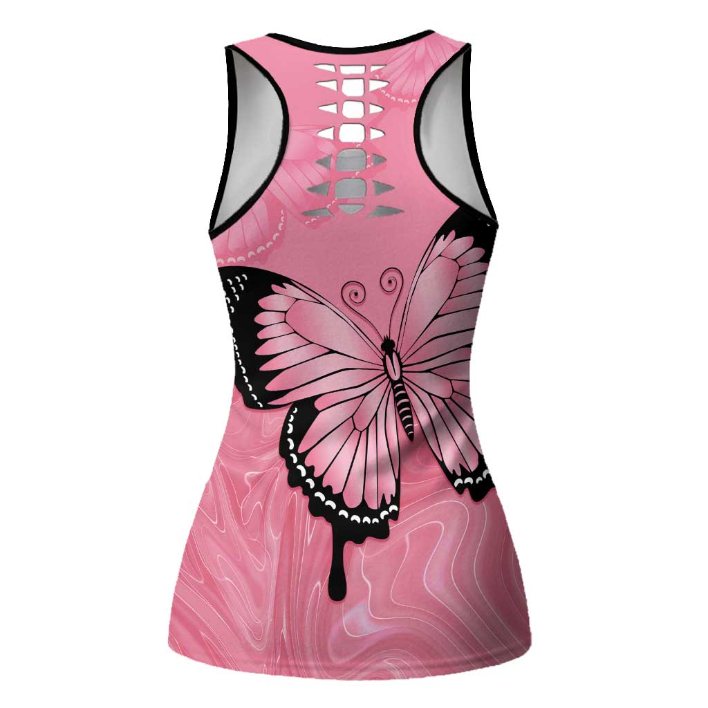 Australia Breast Cancer Awareness Hollow Tank Top Pink Ribbon Butterfly Opal Pattern - Aussie Hoodie