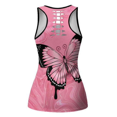 Australia Breast Cancer Awareness Hollow Tank Top Pink Ribbon Butterfly Opal Pattern - Aussie Hoodie