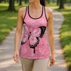 Australia Breast Cancer Awareness Hollow Tank Top Pink Ribbon Butterfly Opal Pattern - Aussie Hoodie