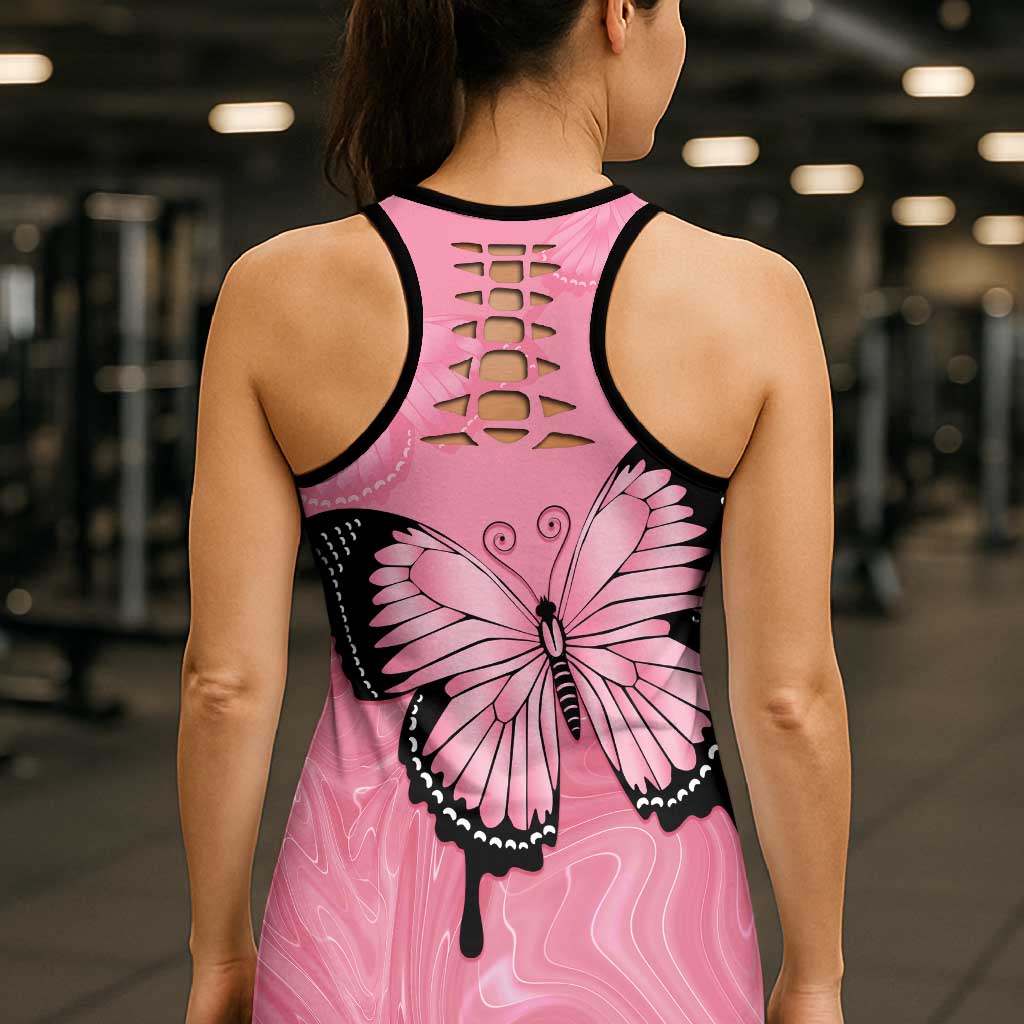 Australia Breast Cancer Awareness Hollow Tank Top Pink Ribbon Butterfly Opal Pattern - Aussie Hoodie