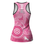 Australia Breast Cancer Awareness Hollow Tank Top Pink Ribbon Manta Ray Aboriginal Art - Aussie Hoodie