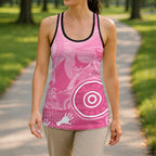 Australia Breast Cancer Awareness Hollow Tank Top Pink Ribbon Manta Ray Aboriginal Art - Aussie Hoodie