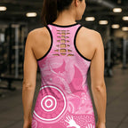 Australia Breast Cancer Awareness Hollow Tank Top Pink Ribbon Manta Ray Aboriginal Art - Aussie Hoodie